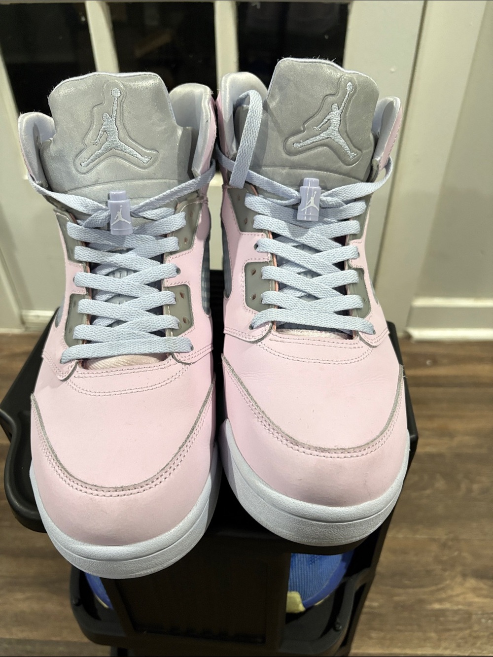 Jordan Retro High Top Sneakers in Pink and Gray - Picture 1 of 9